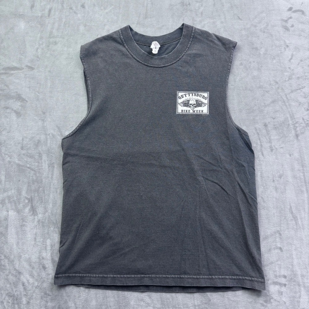 Vtg Alstyle Gettysburg Bike Week 2012 Muscle Tee Skull Graphic Black Mens L